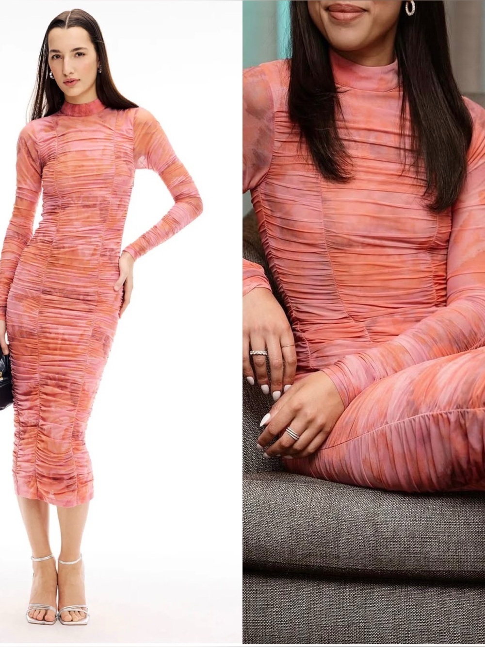 Rococo Sands Ruched Abstract MIDI dress